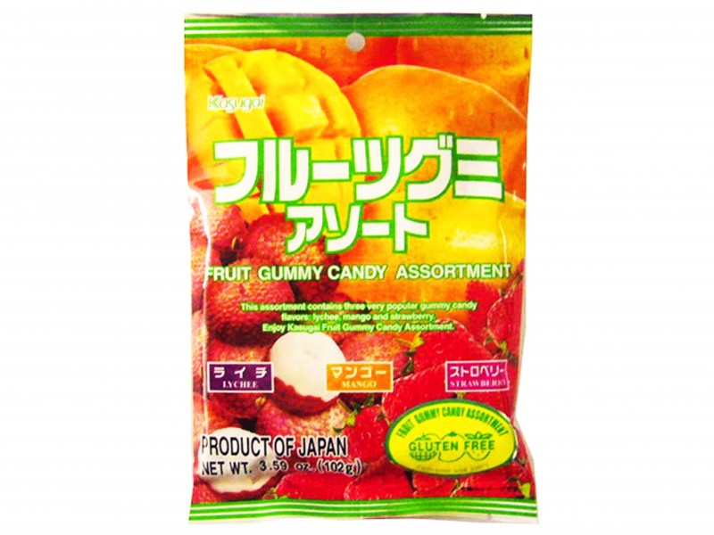 Bonbons gummy 3 fruits (fraise,lychee,mangue) KASUGAI JP 102g