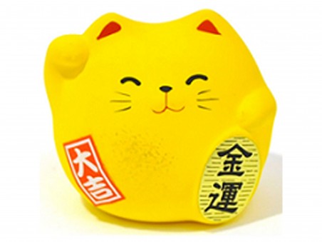 Chat jaune bonheur (argent) petit H5.5cm