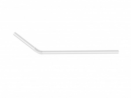 Paille PLA blanc flexible 100% bio 21cm Ø6mm100p